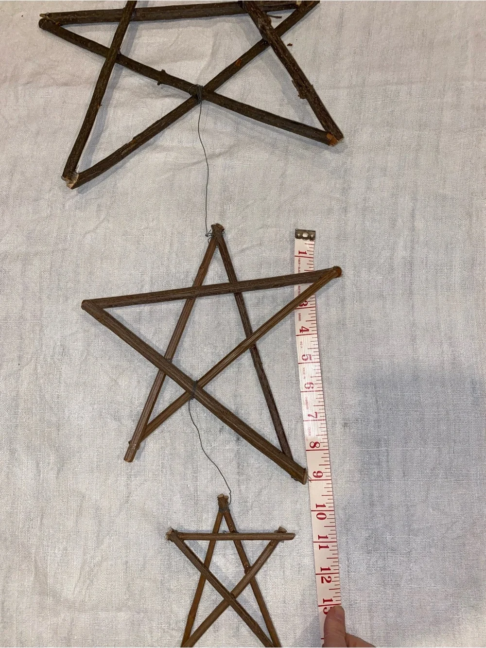 Rustic Brown Twig Star Wall Hanging - Home Wall Decor set of 3 stars